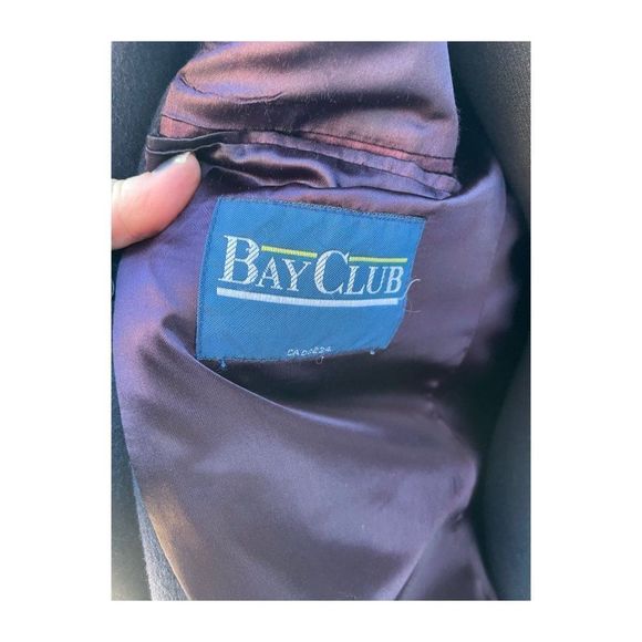 Vintage 80s Bay Club Black Peacoat Wool Cashmere Single Breast - Picture 13 of 13